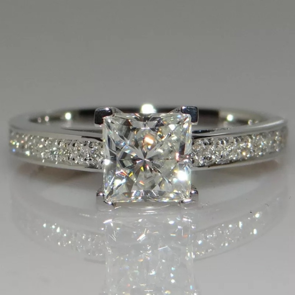 S925 silver Princess Cut 1ct Ring